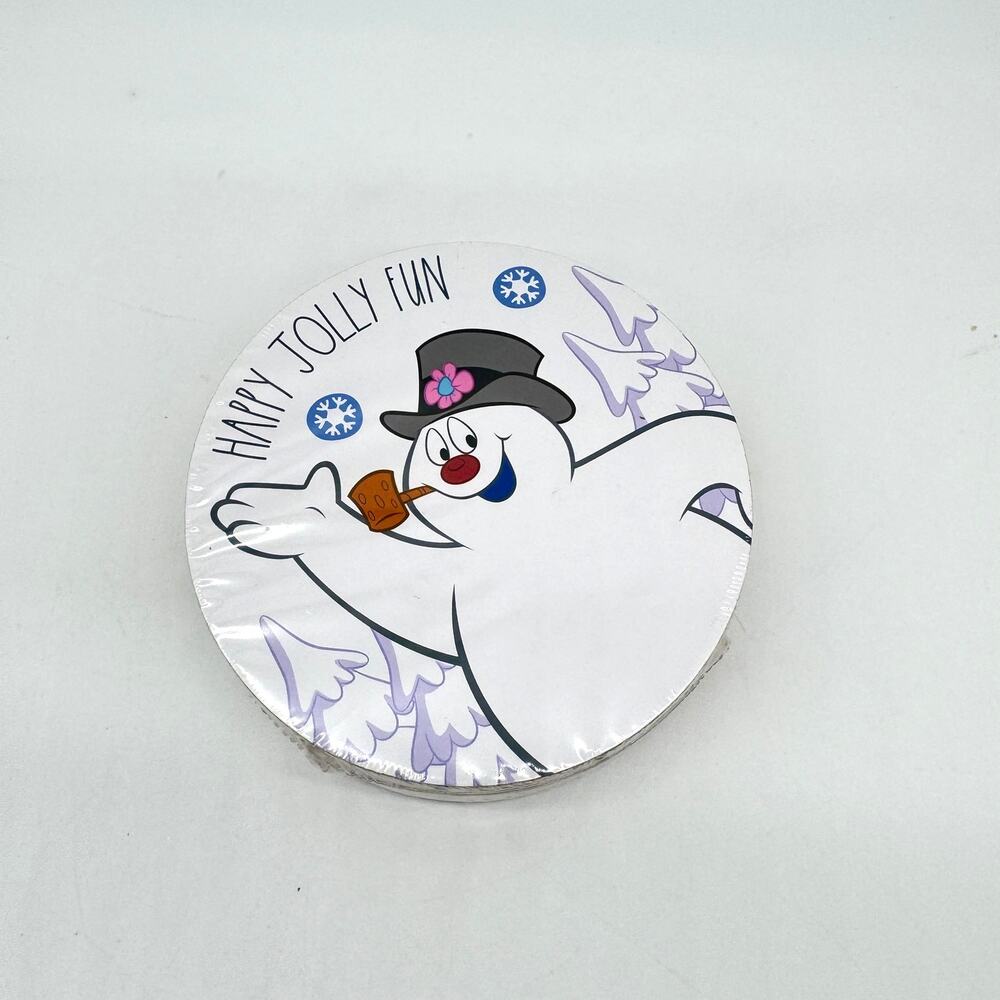 Rae Dunn Frosty The Snowman Set of 8 Drink Coasters Christmas NEW
